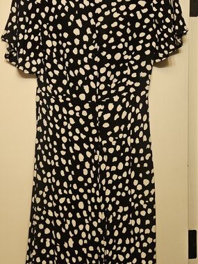 LOFT Black and White Dot Midi Dress